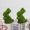 4 Pcs Easter Moss Bunny Figurine Furry Flocked Green Standing Rabbit Statue Decorations for Easter Gift Home Office Table Ornament